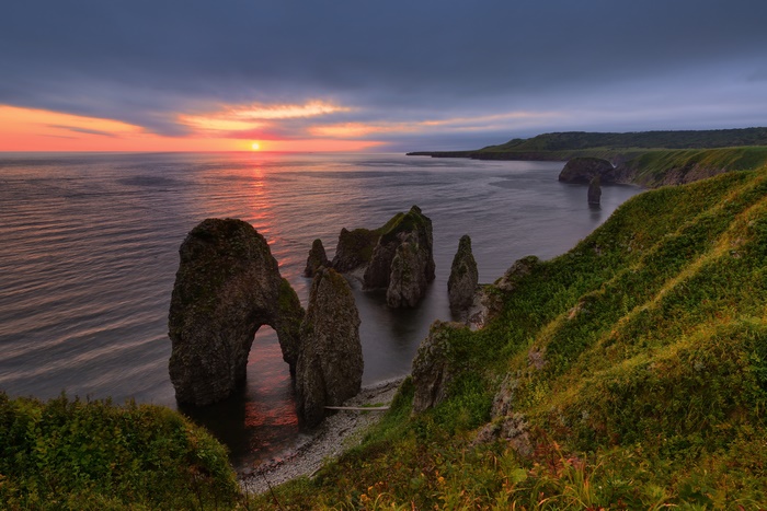 Sea Arch Rock Formation at Sunset