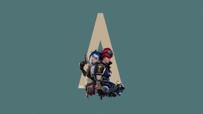 Arcane Vi and Jinx with a large A symbol