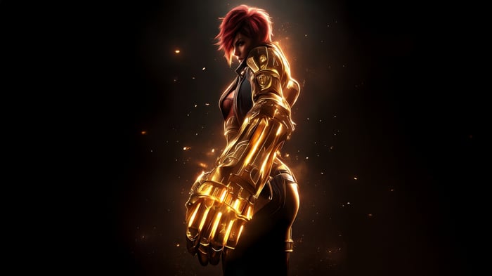 Vi from Arcane with golden gauntlets