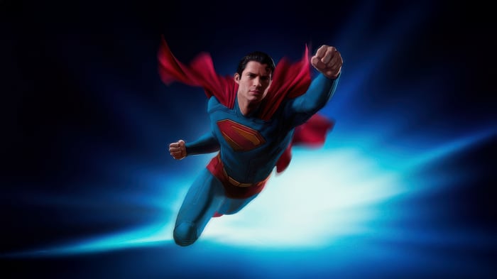 Superman Flying with Red Cape