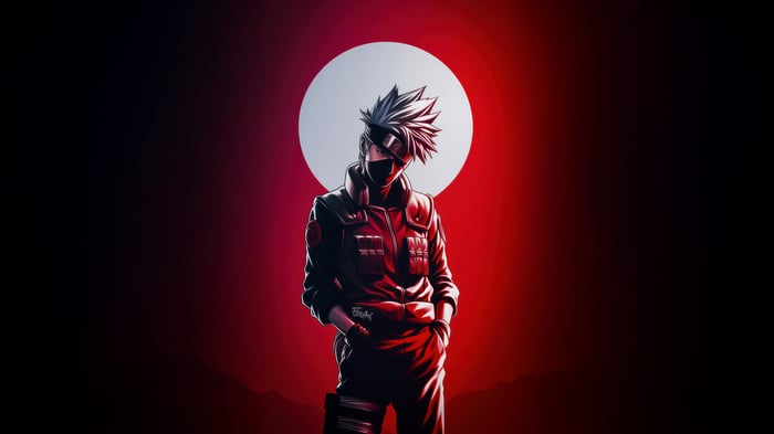 Kakashi Hatake in front of a red sun