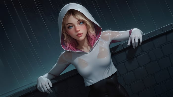 Spider Gwen in the Rain