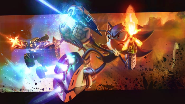 Shadow the Hedgehog and allies in combat