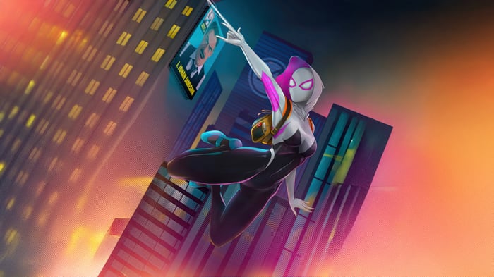 Spider-Gwen Freefalling in a City