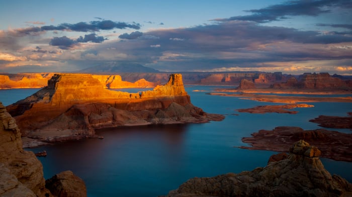 Alstrom Point Lake Powell Utah USA at sunset