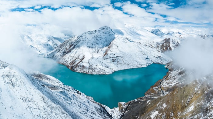 Manla Reservoir in Shigatse, Tibet Autonomous Region, China