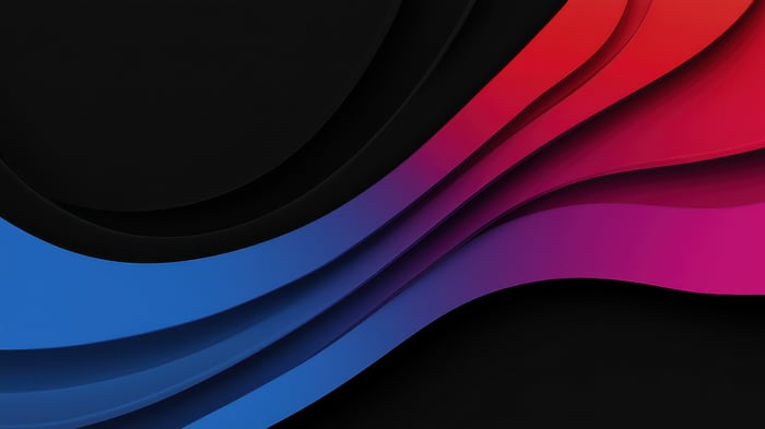 Abstract colorful wavy layers on black background