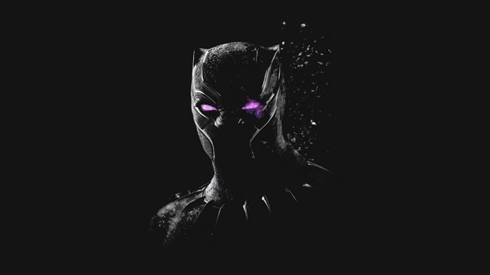 Black Panther with glowing purple eyes