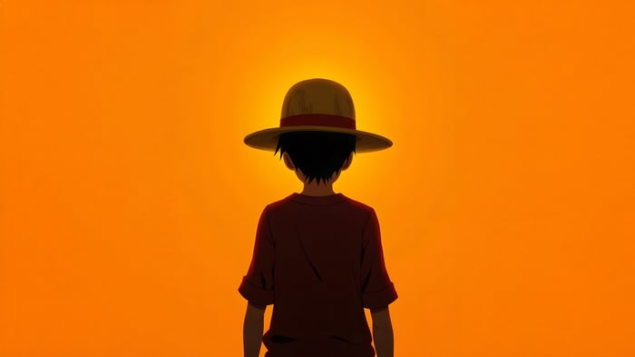 Luffy from One Piece facing the sun