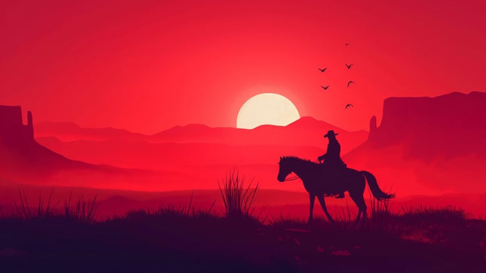 Red Dead Redemption 2 Cowboy Silhouette at Sunset