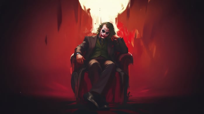 The Joker sitting on a throne