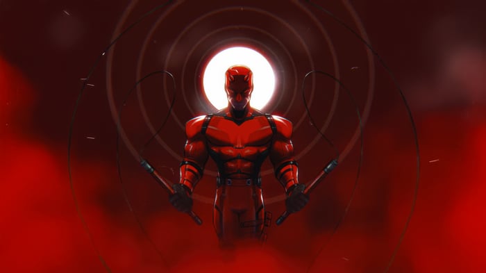 Daredevil with Billy Clubs in Red Suit