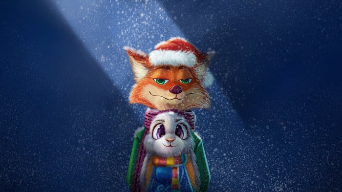 Nick Wilde and Judy Hopps in Santa Hats