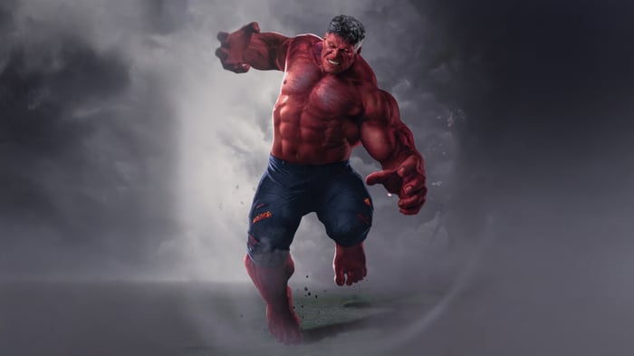 Red Hulk in a dynamic pose