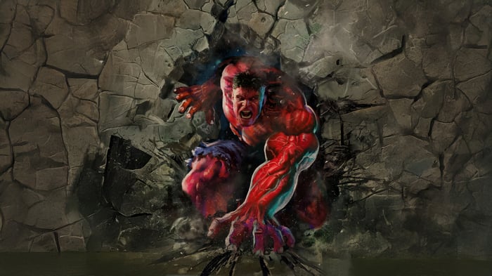 Red Hulk Breaks Through Wall
