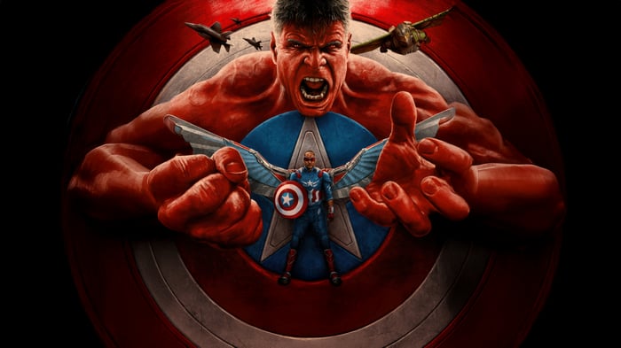 Red Hulk and Falcon as Captain America