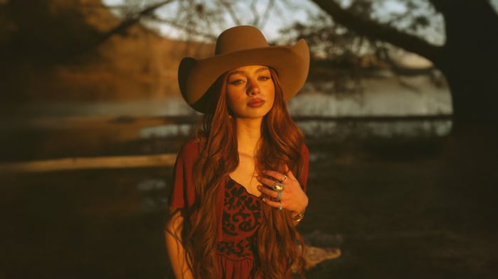 Sicily Rose in a cowboy hat