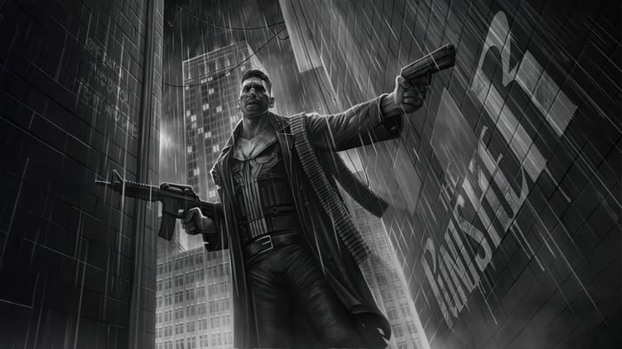 The Punisher in a Rainy City