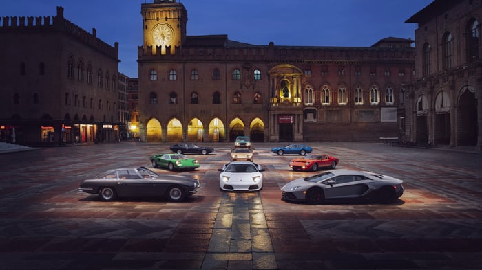 Lamborghini Cars in Piazza Maggiore, Bologna