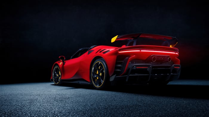 Red Ferrari SF90 XX Spider with Yellow Accents