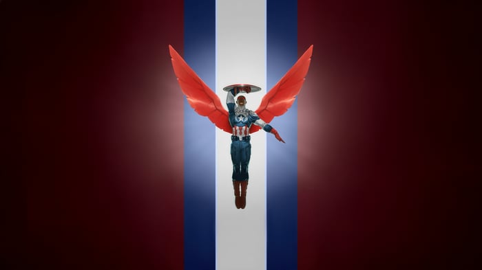 Sam Wilson as Captain America with wings