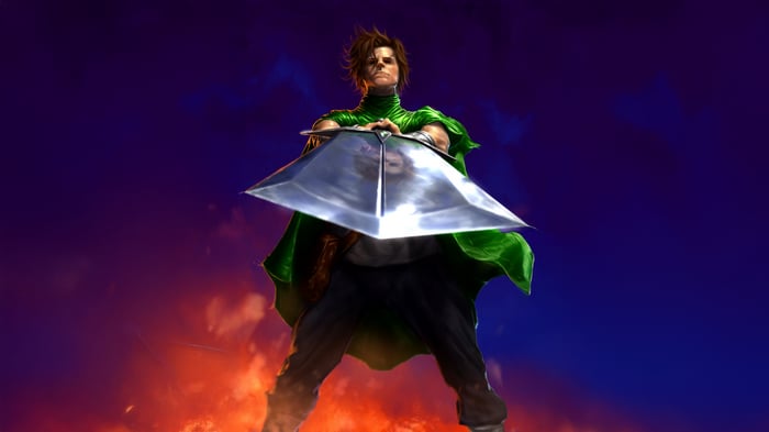 Zadok Icons character with a large shield