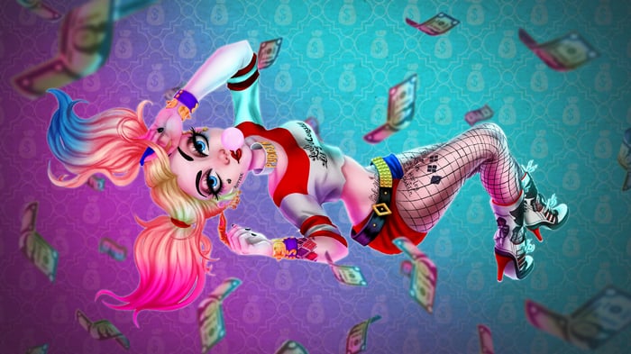 Harley Quinn Falling with Money