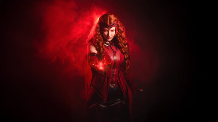 Scarlet Witch with red energy emanating from her hand