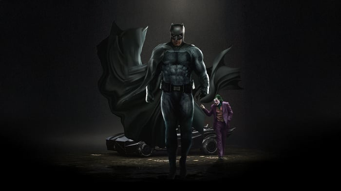Batman and Joker with Batmobile