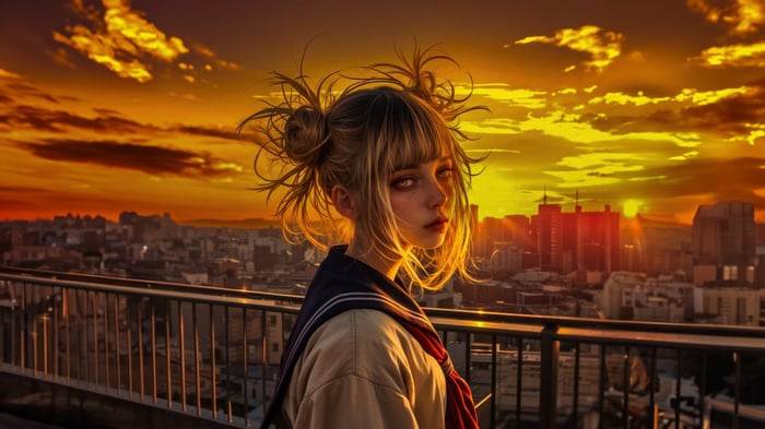 Himiko Toga from My Hero Academia at sunset