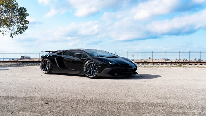 Black Lamborghini Aventador SV with Anrkywheels
