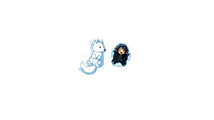 Jon Snow and Ghost in the snow