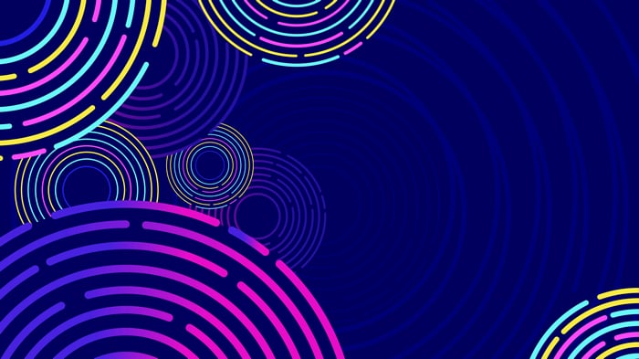 Colorful Circle Swirls on Dark Blue Background