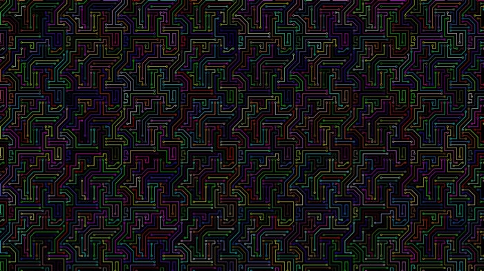 Abstract circuit board pattern with colorful lines
