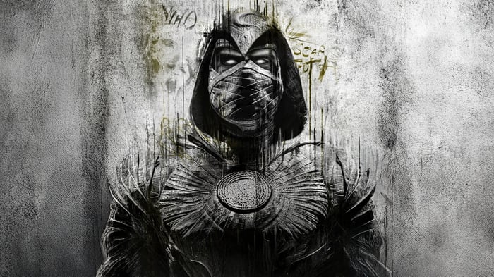 Moon Knight in a Grungy, Graffiti-Covered Style