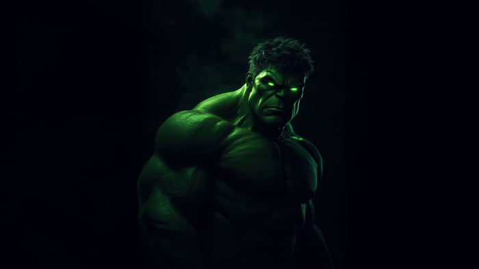 The Hulk in a dark setting