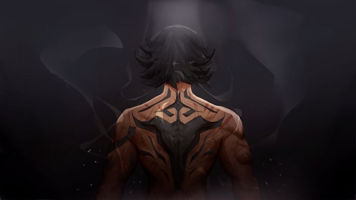 Mysterious Ninja Boy with Tattooed Back