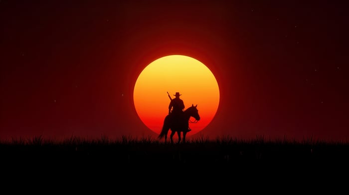 Red Dead Redemption 2 Cowboy Silhouette at Sunset
