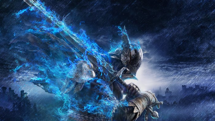 Elden Ring Knight with Blue Flames