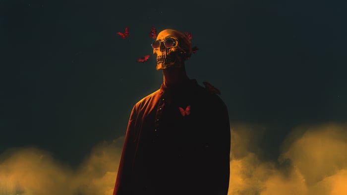 The Sinister Skull with Butterflies