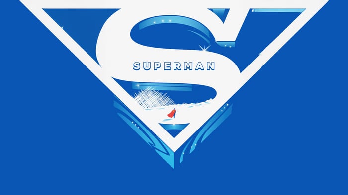 Superman Logo with a Snowy Landscape