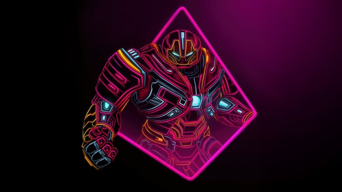 Hulkbuster Armor in Neon Outline
