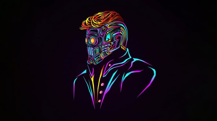 Star Lord in Neon Outline