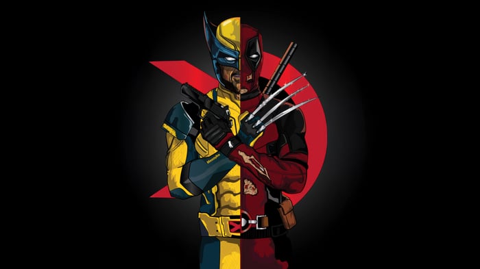 Deadpool and Wolverine split illustration