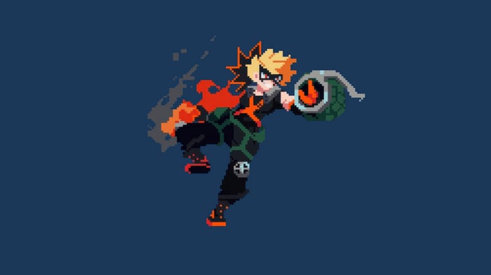 Katsuki Bakugo from My Hero Academia in pixel art