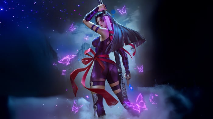 Psylocke with purple butterflies
