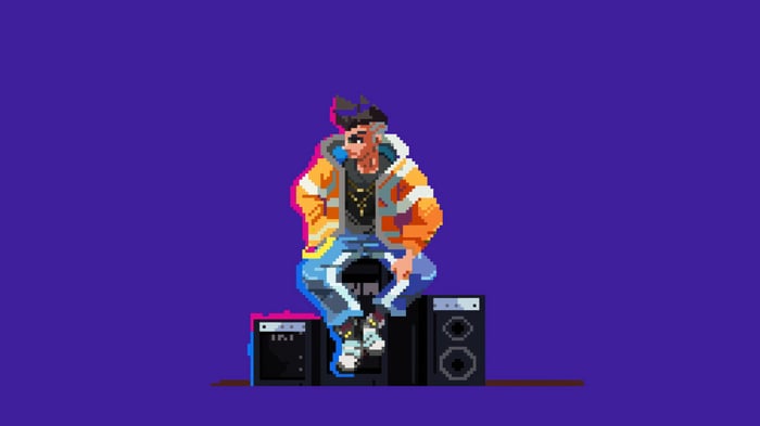 David Martinez sitting on speakers