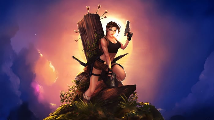 Lara Croft with Guns and Arrows