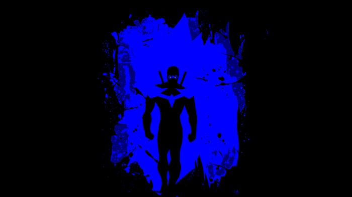 Nightwing Silhouette with Blue Splatter