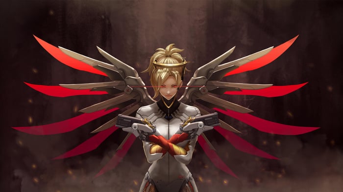 Mercy from Overwatch with Wings and Guns
